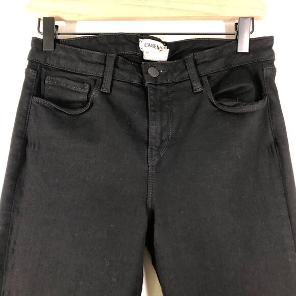 L’AGENCE Emmanuelle Black Cropped Skinny Jeans Ankle Zipper 28 - Picture 2 of 8